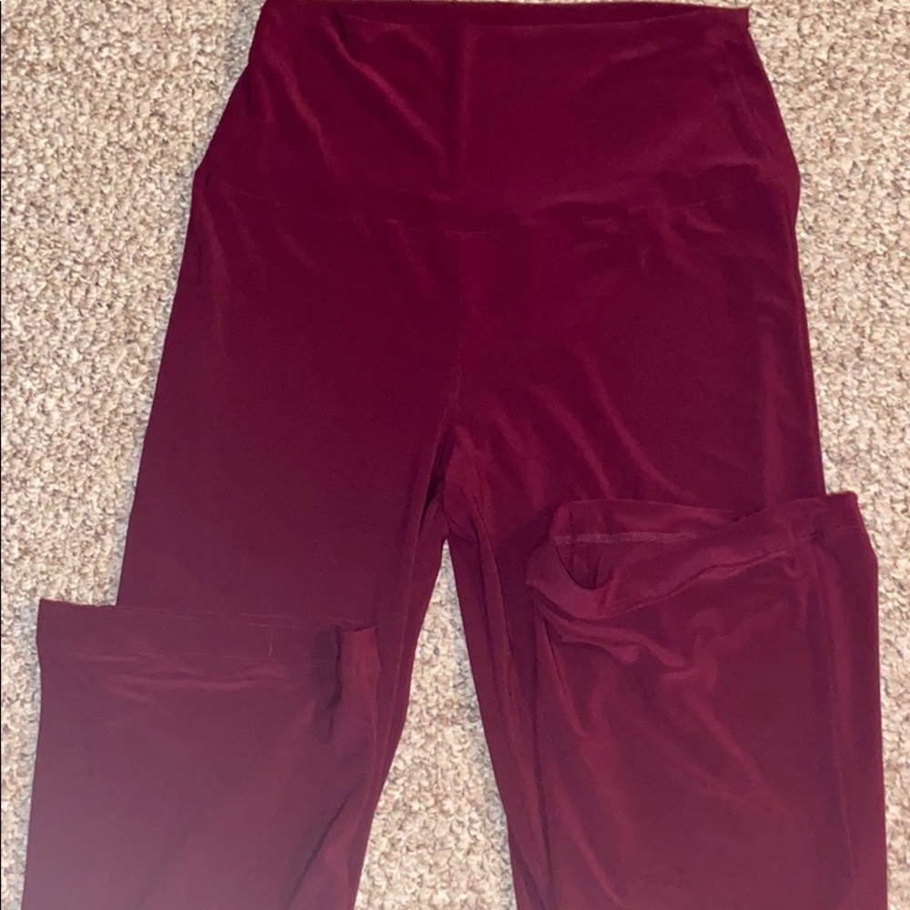 Norma Kamali stretchy burgundy pants